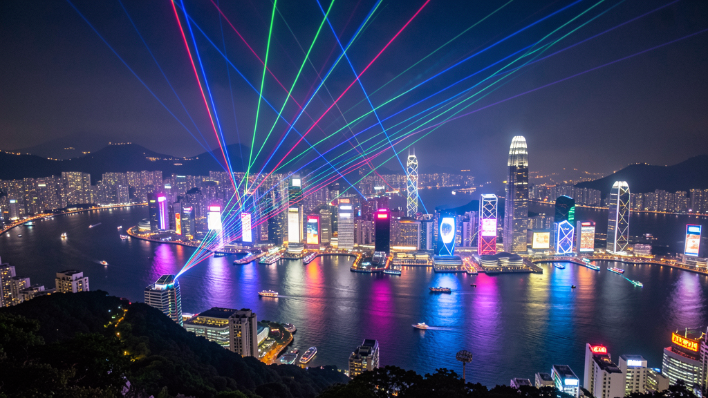 Modern shopping mall interior at Victoria Peak with city view